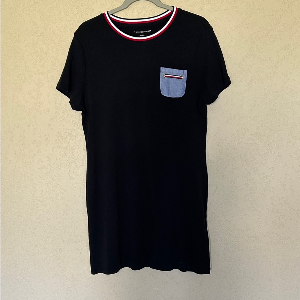 Tommy Hilfiger Black T-Shirt Dress Crew Neck